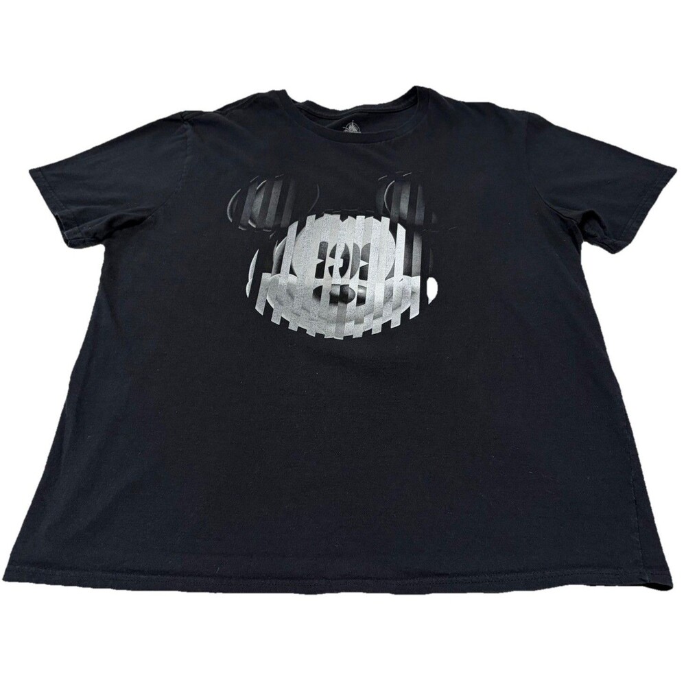 Disney Store Mickey Mouse Graphic T-Shirt Mens XL Black Striped Face Tee